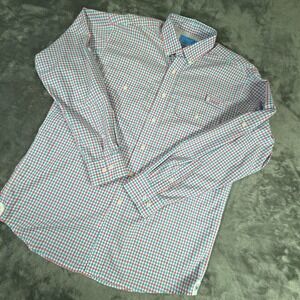 COAST PAWLEYS ISLAND MARINA FISHING L/S SHIRT MEN'S M, PINK BLUE WHITE PLAID
